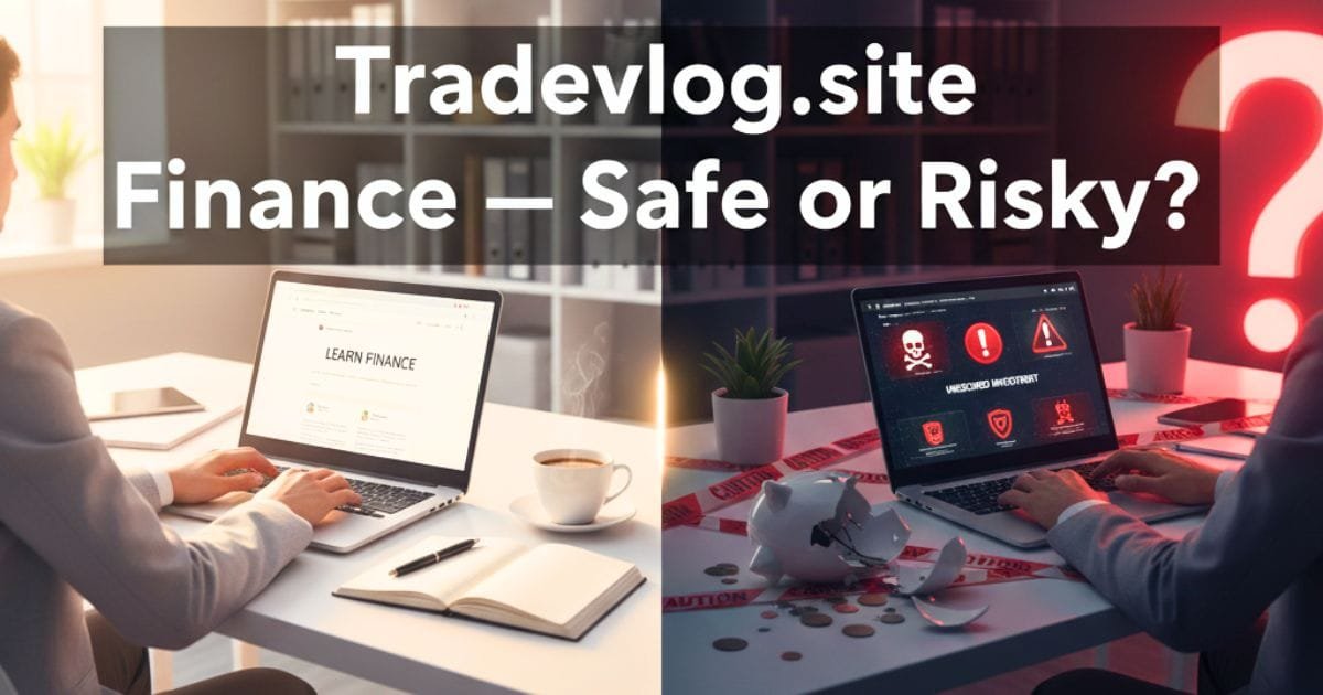 Split image showing safe learning vs scam warnings for Tradevlog.site Finance